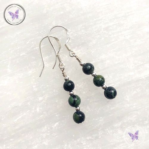 Kambaba Jasper Triple Bead Earrings